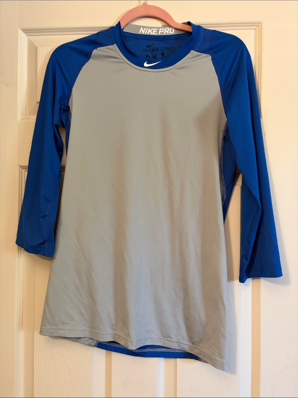 Nike Long Sleeve Dri-FIT Raglan Baseball Top - Blue & Gray